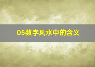 05数字风水中的含义