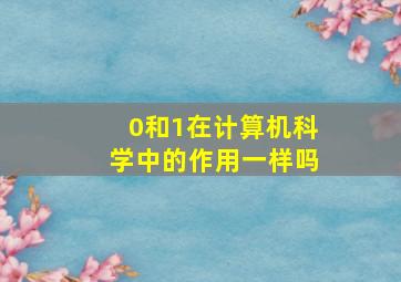 0和1在计算机科学中的作用一样吗