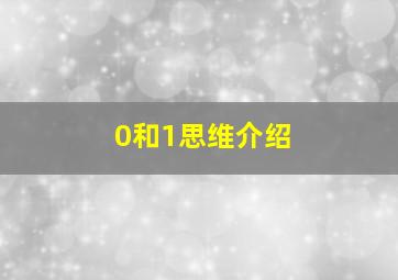 0和1思维介绍