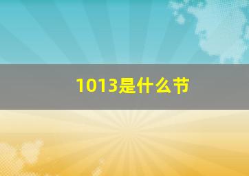 1013是什么节