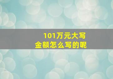 101万元大写金额怎么写的呢