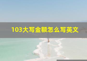 103大写金额怎么写英文