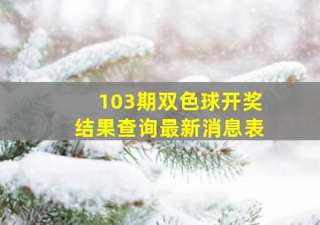 103期双色球开奖结果查询最新消息表