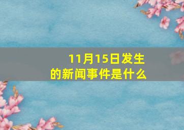 11月15日发生的新闻事件是什么