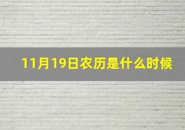 11月19日农历是什么时候