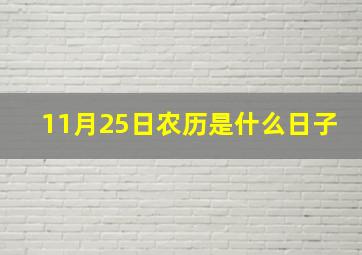 11月25日农历是什么日子