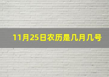 11月25日农历是几月几号