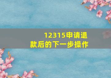 12315申请退款后的下一步操作