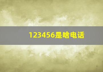 123456是啥电话