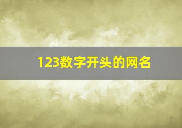 123数字开头的网名