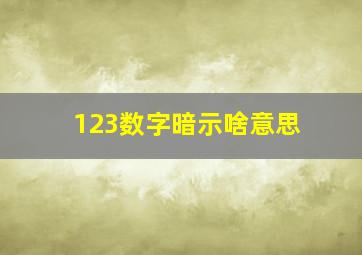 123数字暗示啥意思