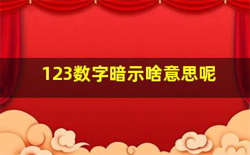 123数字暗示啥意思呢