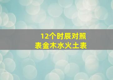 12个时辰对照表金木水火土表