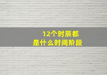 12个时辰都是什么时间阶段