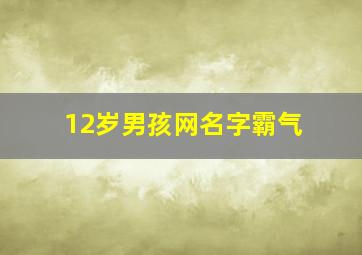 12岁男孩网名字霸气