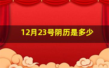 12月23号阴历是多少