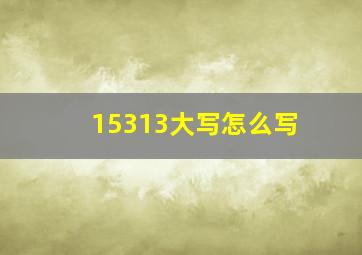 15313大写怎么写