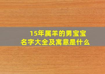 15年属羊的男宝宝名字大全及寓意是什么