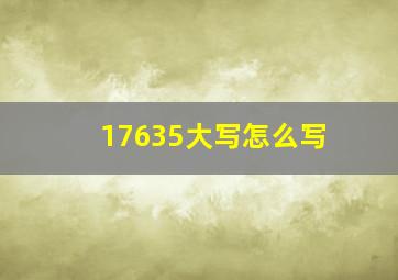 17635大写怎么写