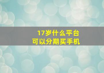 17岁什么平台可以分期买手机