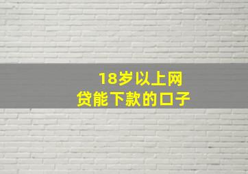 18岁以上网贷能下款的口子