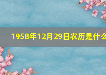 1958年12月29日农历是什么