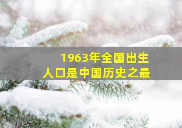 1963年全国出生人口是中国历史之最