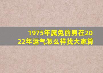 1975年属兔的男在2022年运气怎么样找大家算