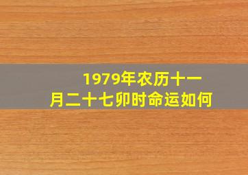 1979年农历十一月二十七卯时命运如何