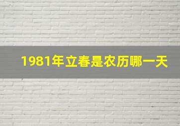 1981年立春是农历哪一天