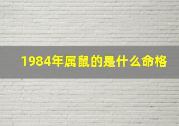 1984年属鼠的是什么命格