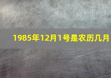 1985年12月1号是农历几月