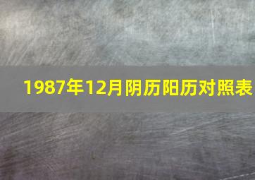 1987年12月阴历阳历对照表