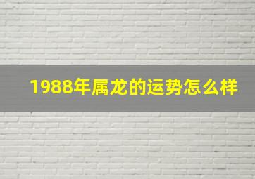 1988年属龙的运势怎么样