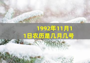 1992年11月11日农历是几月几号