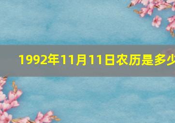 1992年11月11日农历是多少