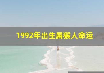 1992年出生属猴人命运