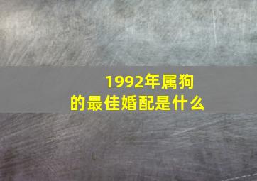 1992年属狗的最佳婚配是什么