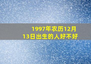 1997年农历12月13日出生的人好不好