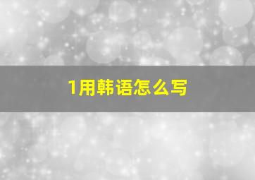 1用韩语怎么写