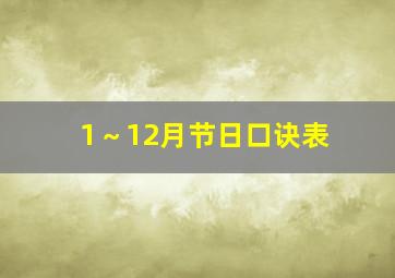 1～12月节日口诀表