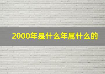 2000年是什么年属什么的