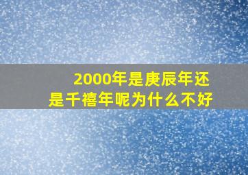 2000年是庚辰年还是千禧年呢为什么不好