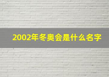 2002年冬奥会是什么名字