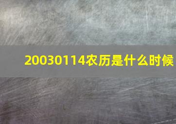 20030114农历是什么时候