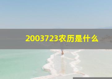 2003723农历是什么