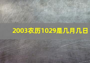 2003农历1029是几月几日