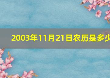 2003年11月21日农历是多少