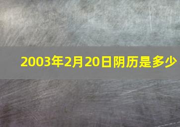 2003年2月20日阴历是多少