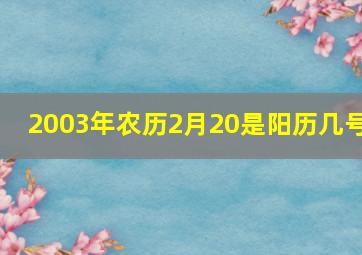 2003年农历2月20是阳历几号